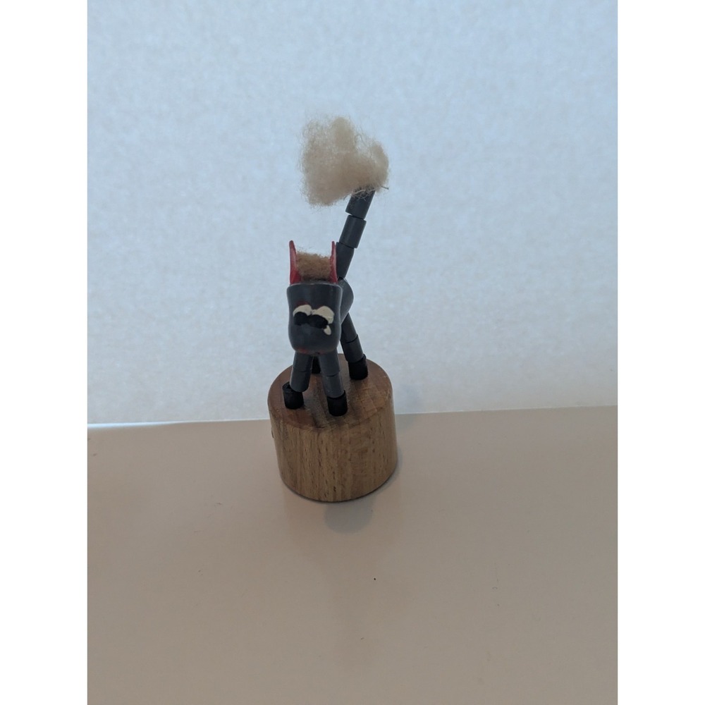 Handcrafted Wooden Cat Figurine Carved Black Red White Beige Made in Italy